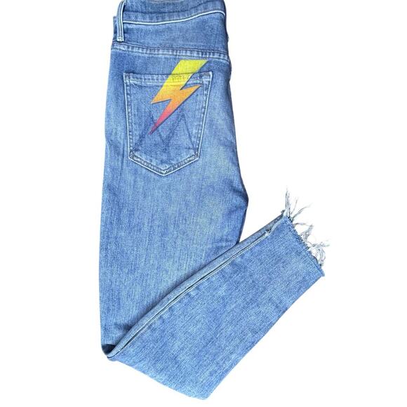 Mother The Stunner Ankle Step Fray Jeans sz 29 Helter Skelter skinny high-rise - Picture 5 of 13